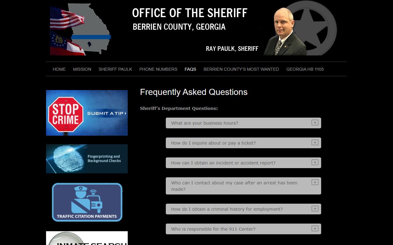 Berrien County Jail FAQ for custody search visitation mail and money rules