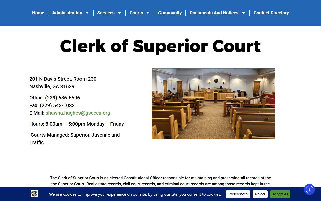 Berrien County Superior Court Clerk court records contact page