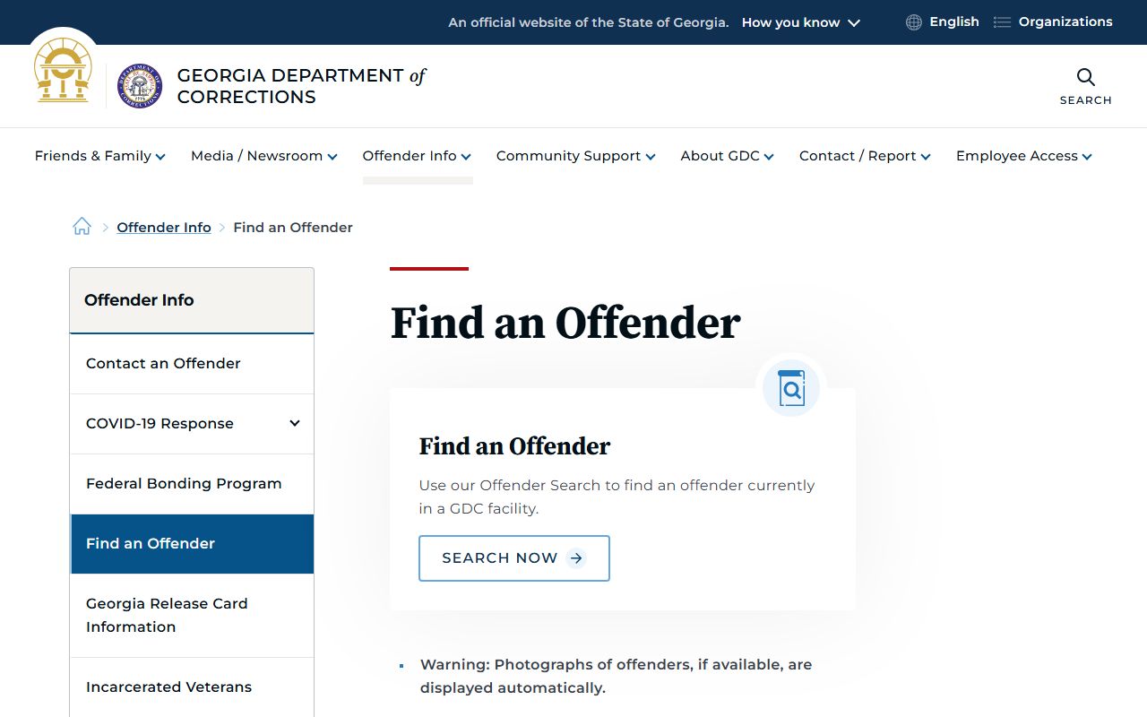Georgia Department of Corrections offender search for Berrien County sentenced inmates